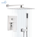 Bathroom 2 Function Wall Mounted Thermostatic Shower Faucet Set 10 inch chrome Rain Misty Shower Head Kit Set